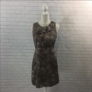 LOFT Brown and Cream Ruffle Front Dress Size 8P